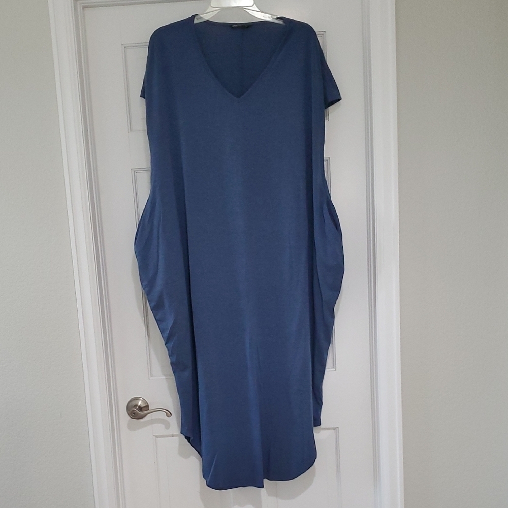 Shein Blue V-Neck Dress w/pockets sz1x